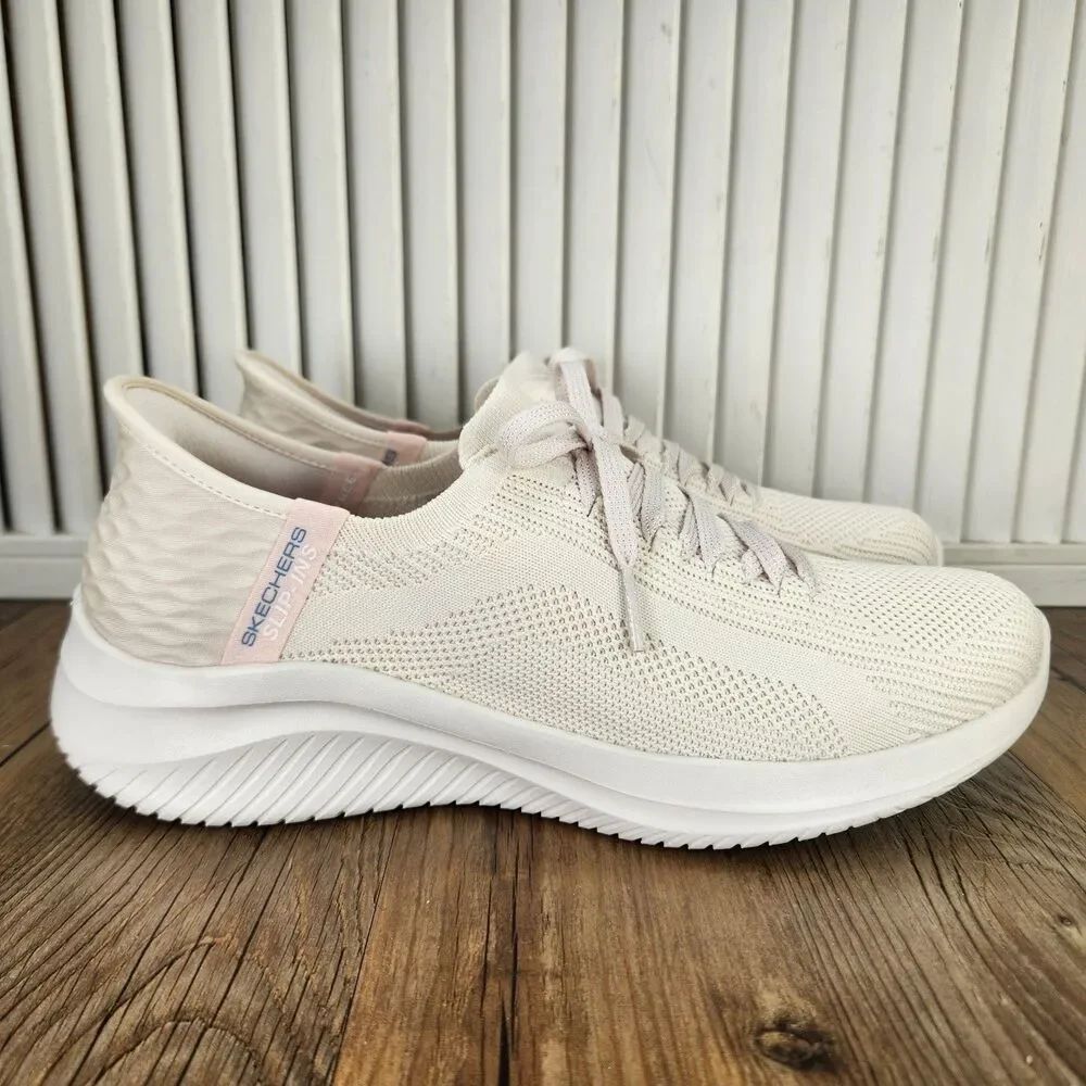 Skechers Slip-Ins Ultra Flex 3.0 Women's 8.5 Natural White Walking Shoes 149710